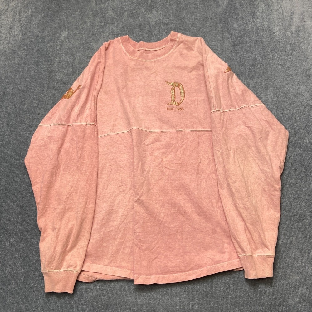 Disney Spirit Jersey Shirt Mens M Light Pink Cotton Long Sleeve Resort Pullover